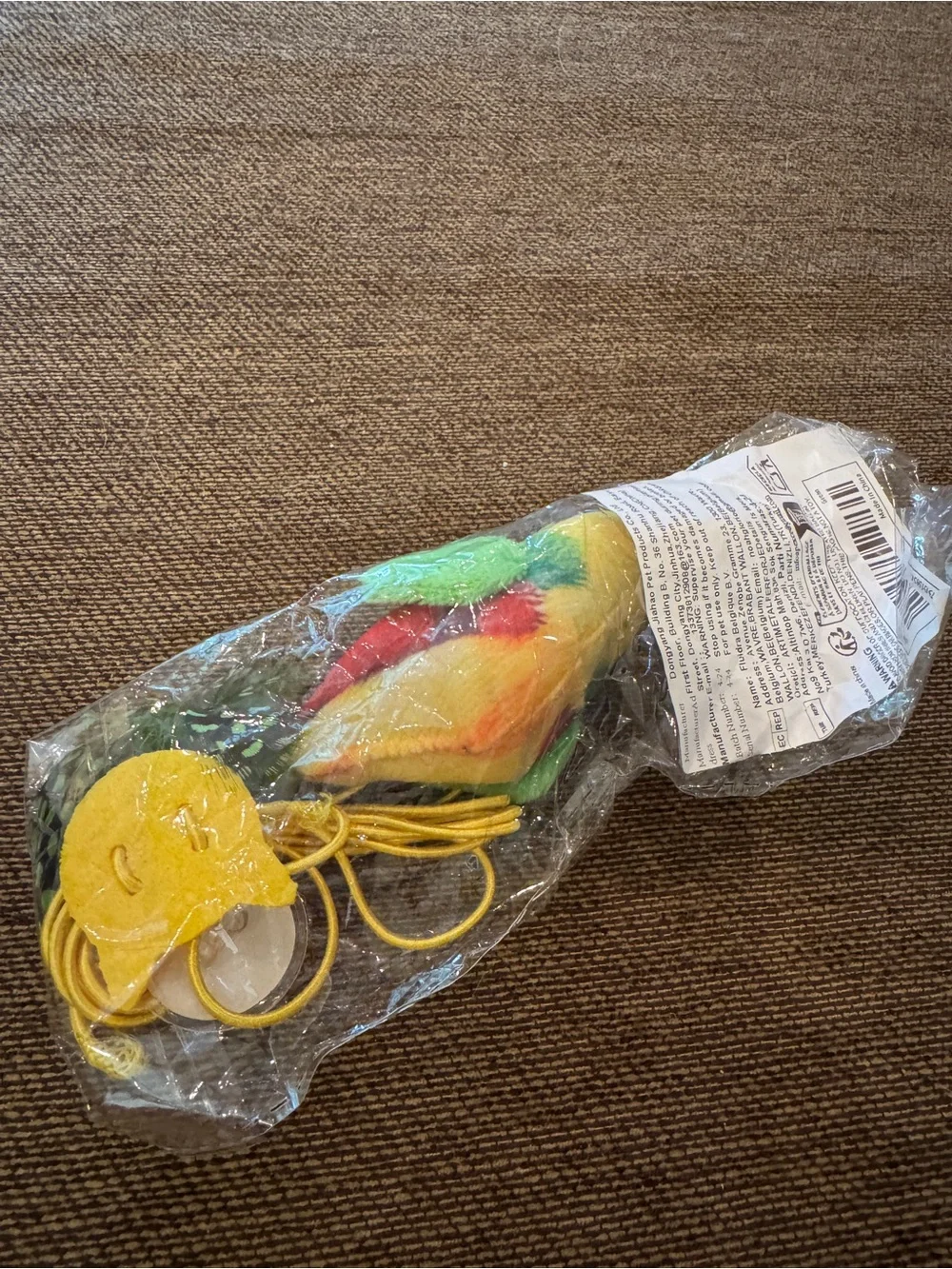 Lot of 2 Plush Bird Cat Toys with cord